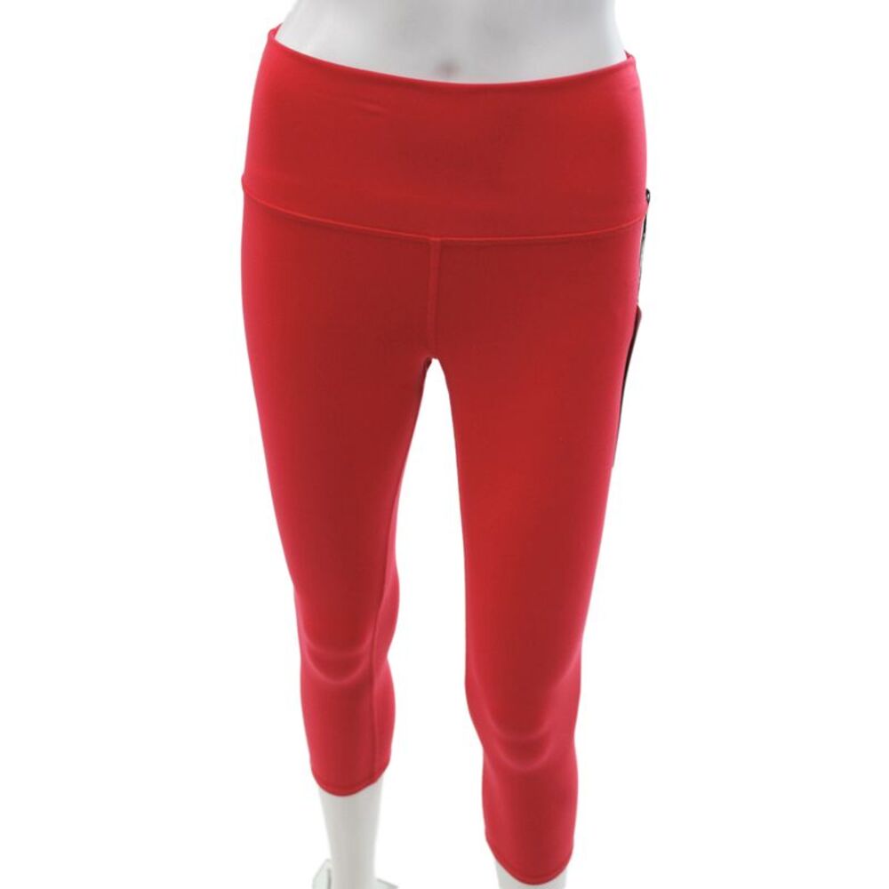 Alo Womens Red Capri Leggings Athleisure Pull On 81% Polyester Size S